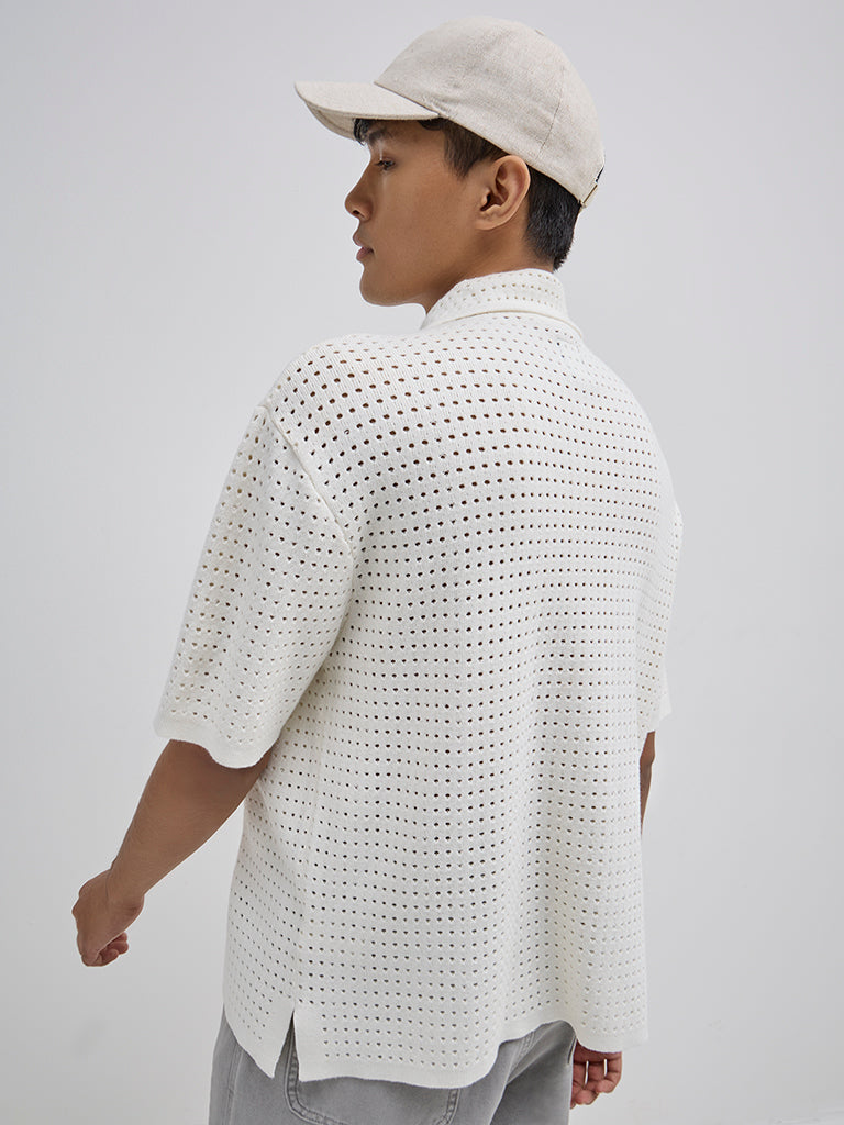 Nuon Off-White Cut-Out Detailed Relaxed-Fit Shirt