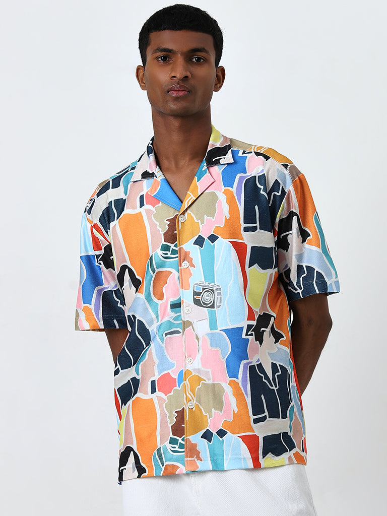 Nuon Multicolour Abstract Design Relaxed-Fit Shirt