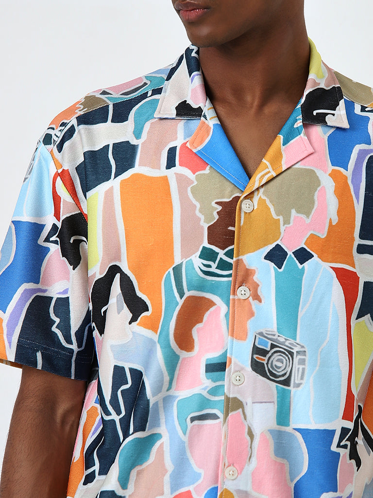 Nuon Multicolour Abstract Design Relaxed-Fit Shirt