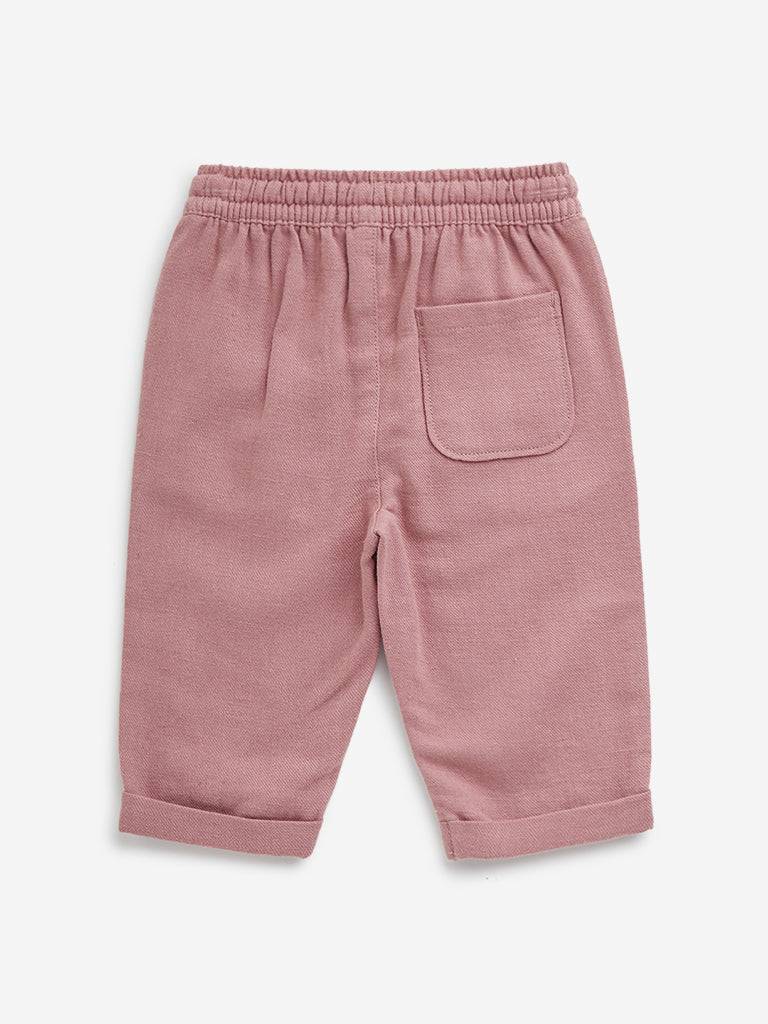 HOP Baby Dusty Pink Mid-Rise Cotton Blend Pants