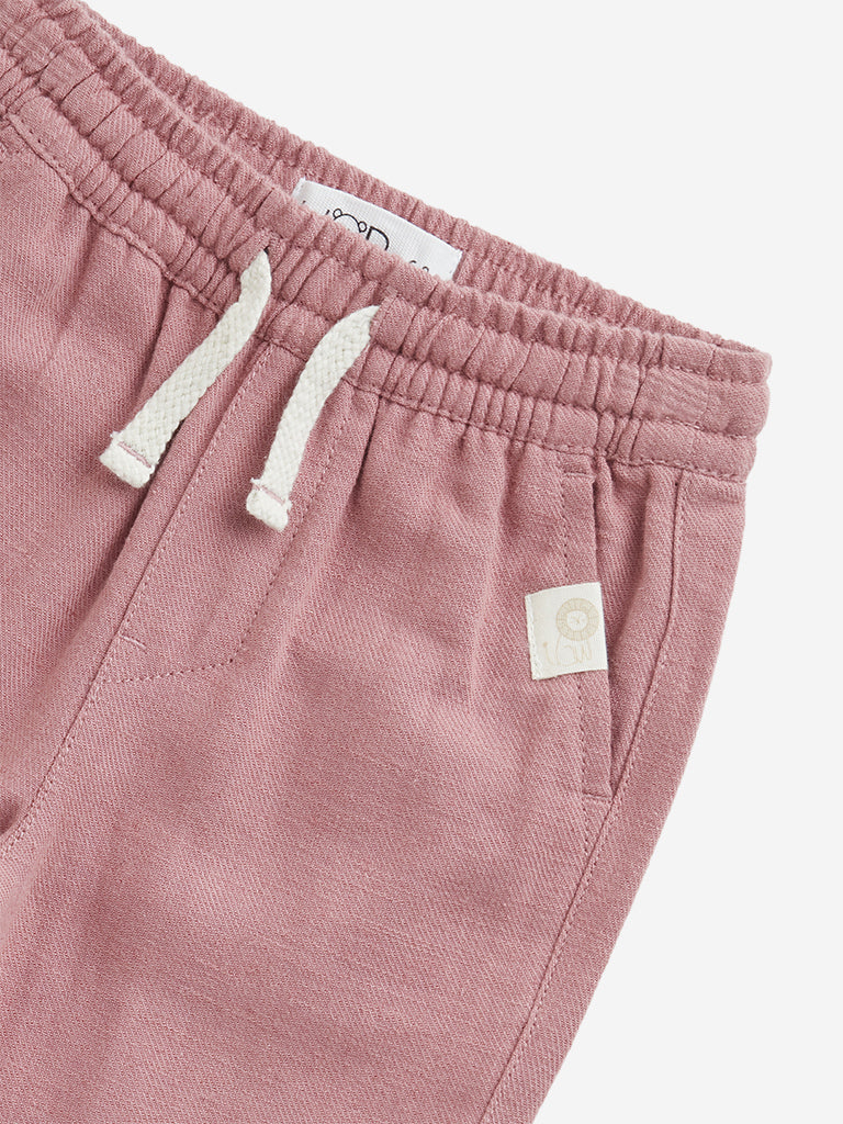 HOP Baby Dusty Pink Mid-Rise Cotton Blend Pants