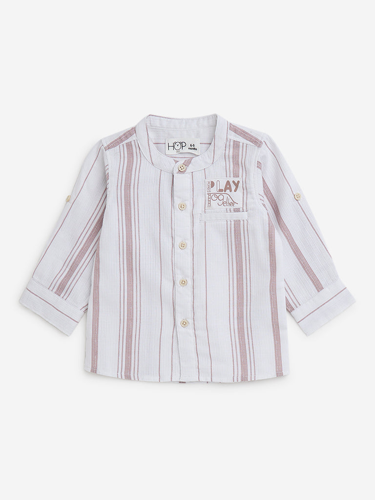 HOP Baby Dusty Pink Striped Cotton Shirt