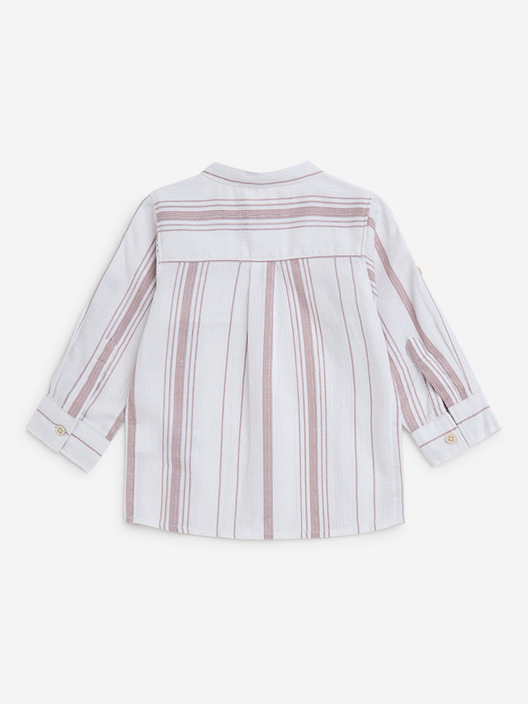 HOP Baby Dusty Pink Striped Cotton Shirt