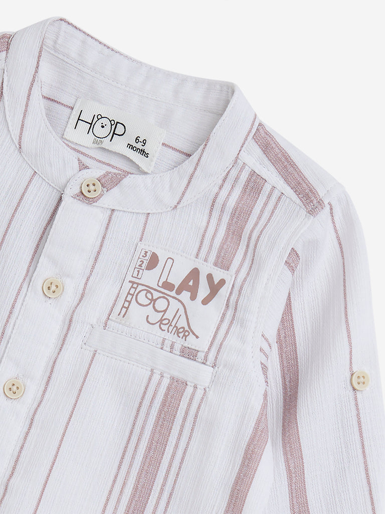 HOP Baby Dusty Pink Striped Cotton Shirt