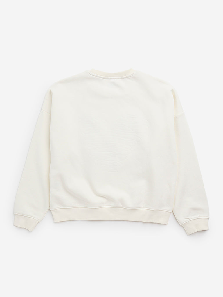 Y&F Kids Off-White Cotton Blend Sweatshirt