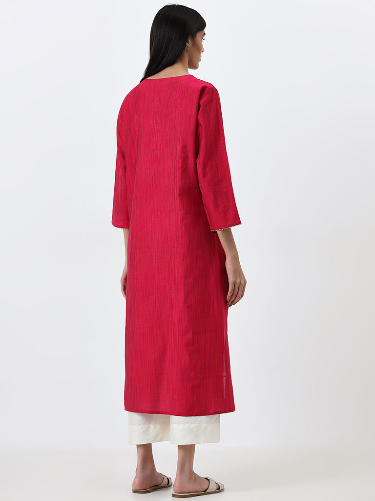 Utsa Magenta Embellished A-Line Kurta