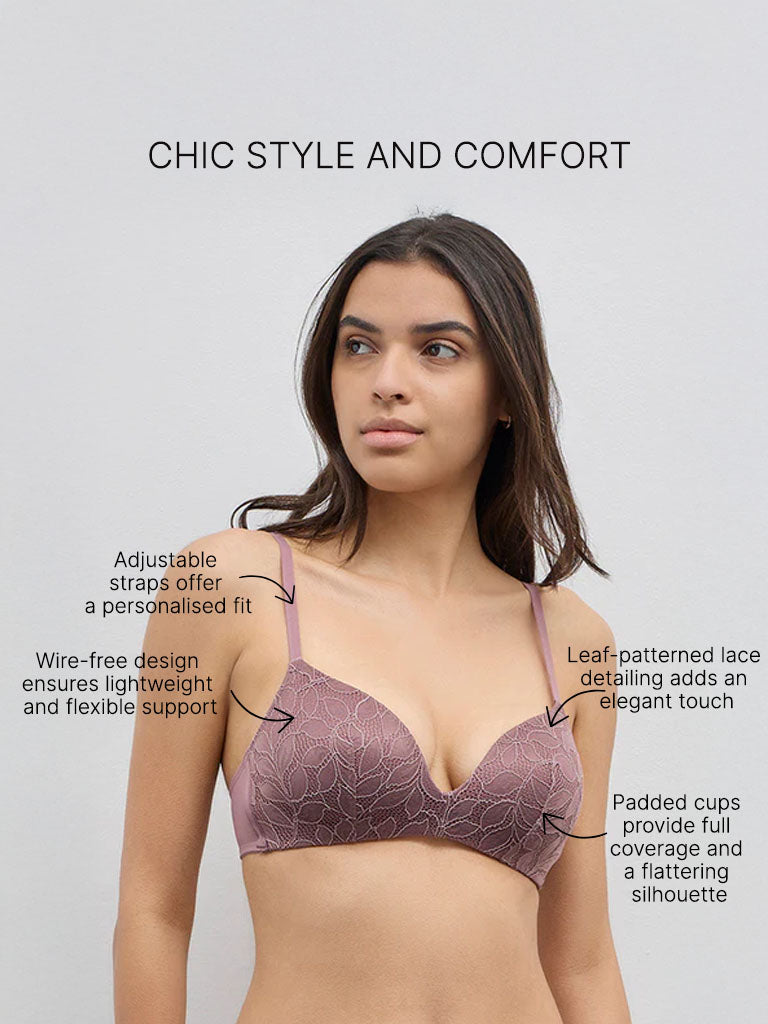 Wunderlove Mauve Lace Design Padded Bra