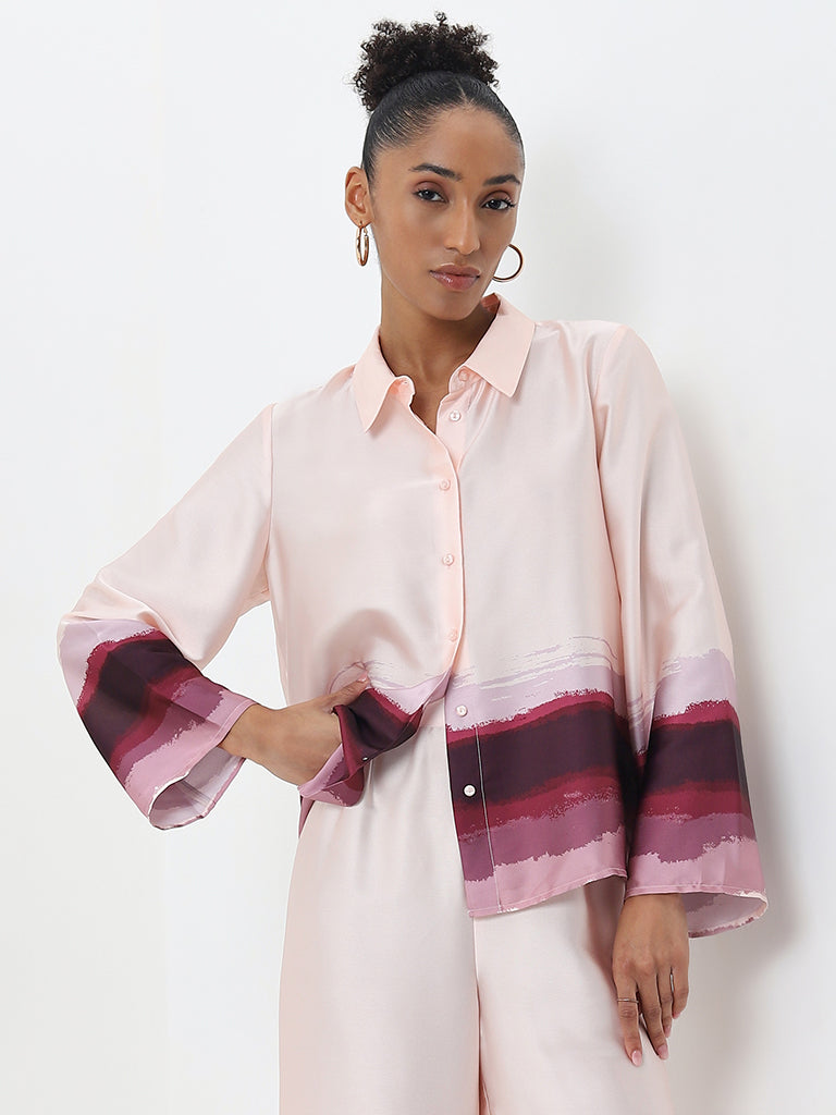 Wardrobe Light Pink Printed Shirt