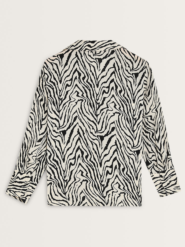 Wardrobe Ivory Abstract Printed Shirt