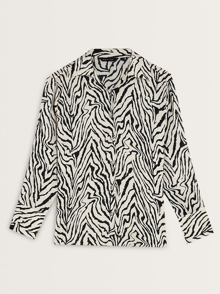 Wardrobe Ivory Abstract Printed Shirt