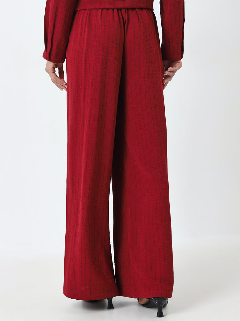 Wardrobe Red Striped High-Rise Trousers