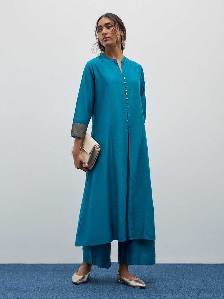 Utsa Aqua Solid A-Line Kurta