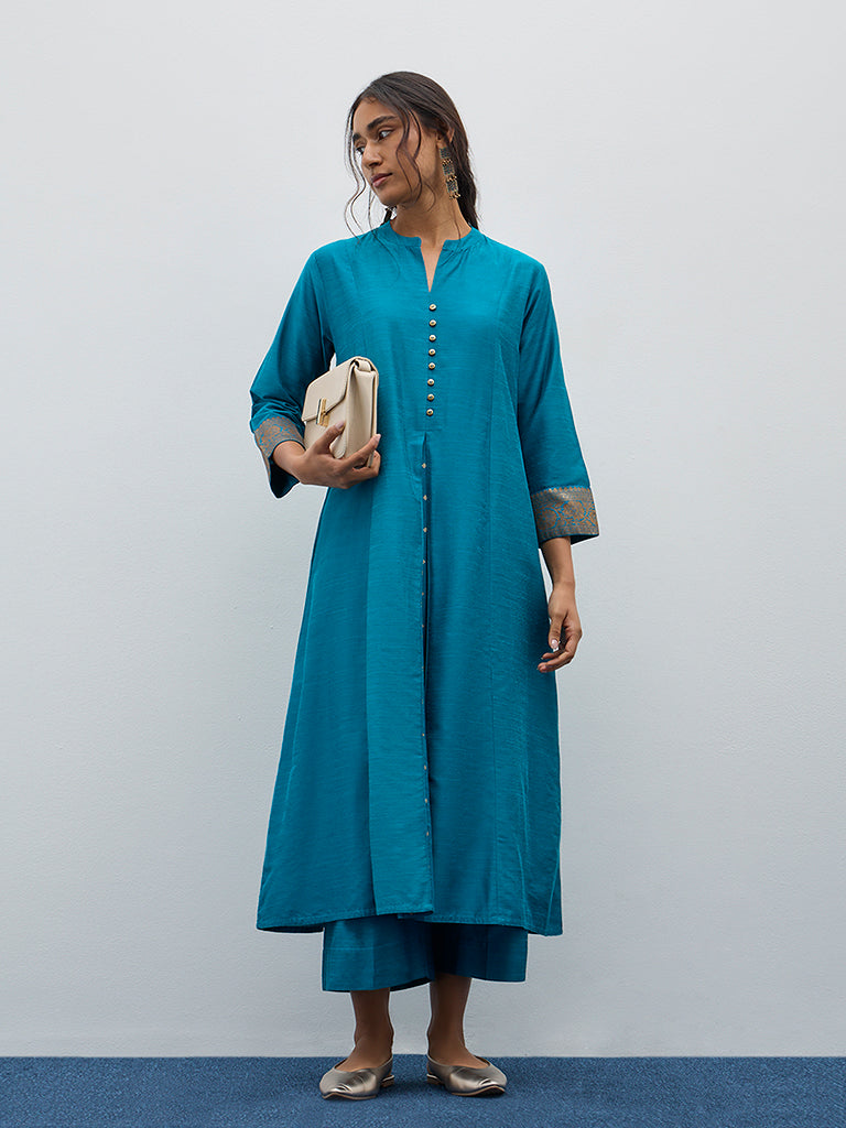 Utsa Aqua Solid A-Line Kurta