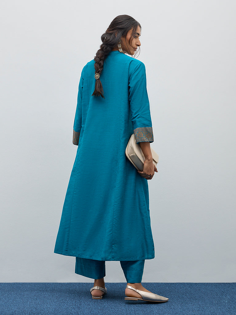 Utsa Aqua Solid A-Line Kurta