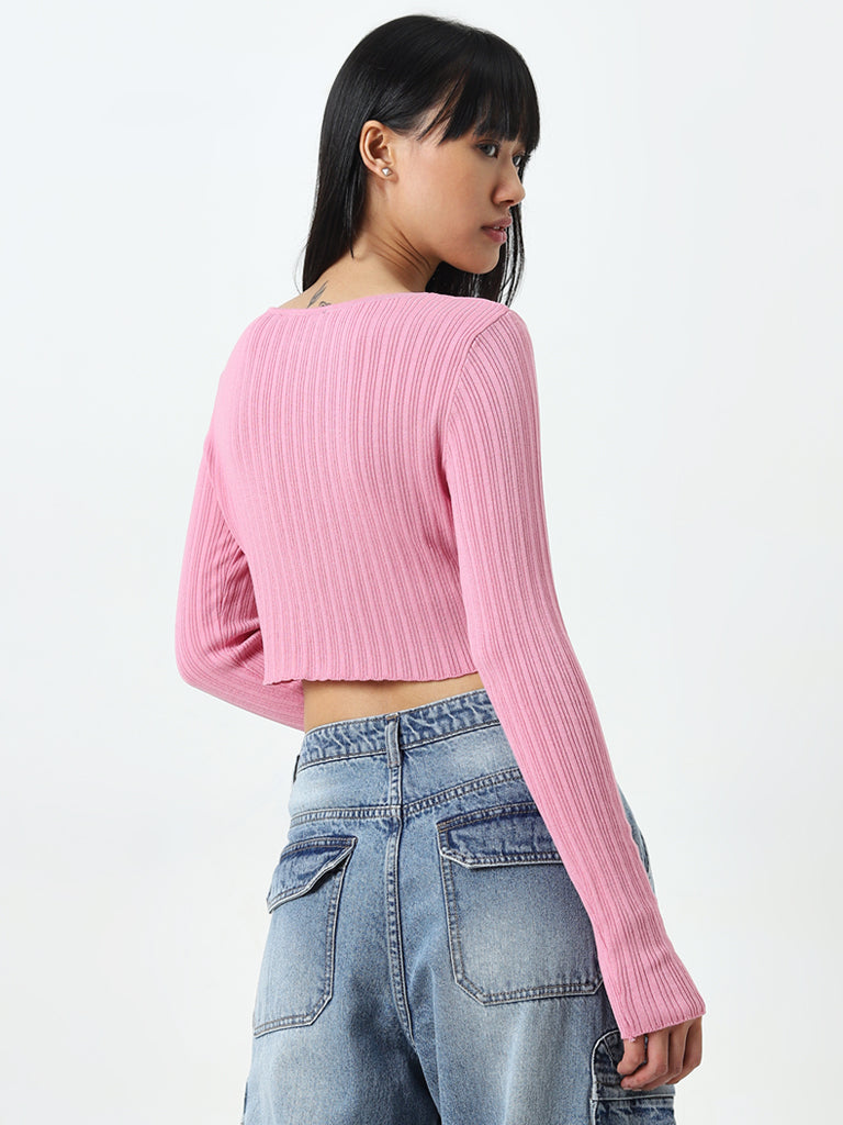 Nuon Pink Ribbed Top