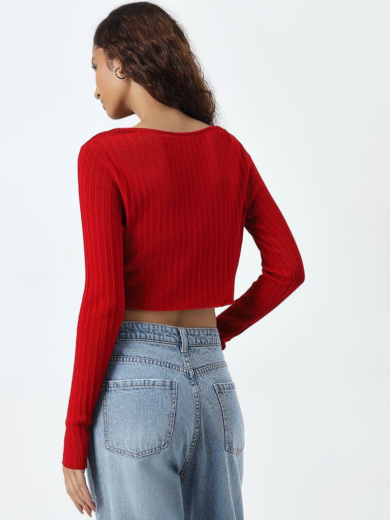 Nuon Red Ribbed Top