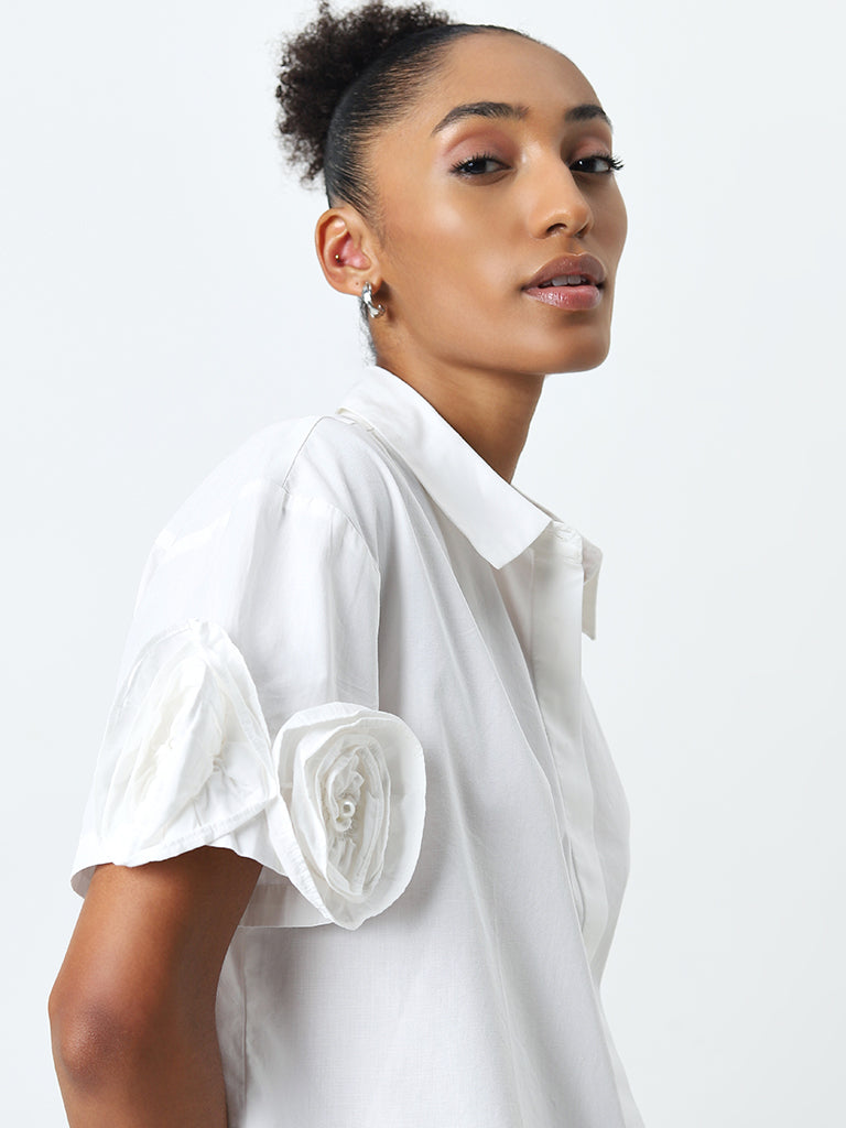 Wardrobe White Rosette-Detailed Shirt