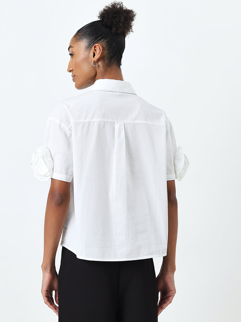 Wardrobe White Rosette-Detailed Shirt