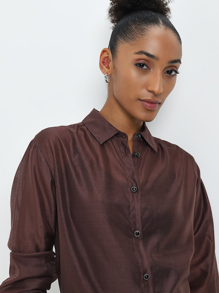 Wardrobe Dark Brown Shirt with Camisole