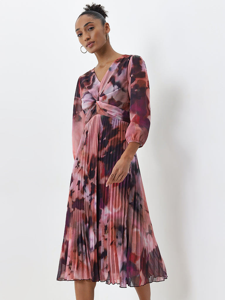 Wardrobe Purple Tie-Dye Empire Line Dress