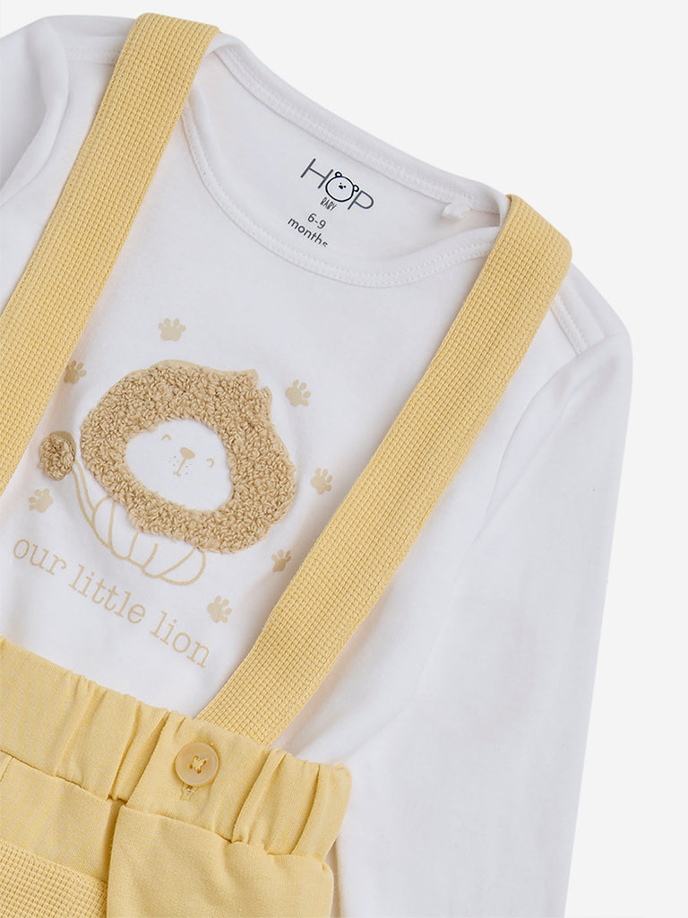 HOP Baby Yellow Animal Design Cotton T-Shirt & Shorts Set