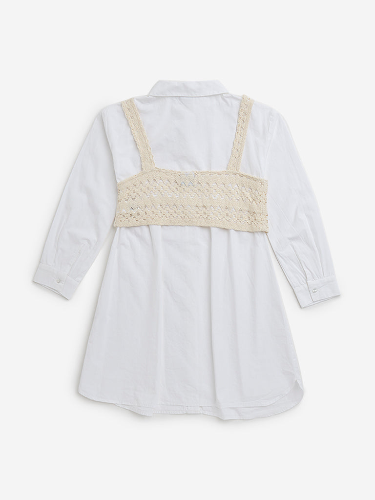 Y&F Kids White Cotton Shirt Dress with Jacket