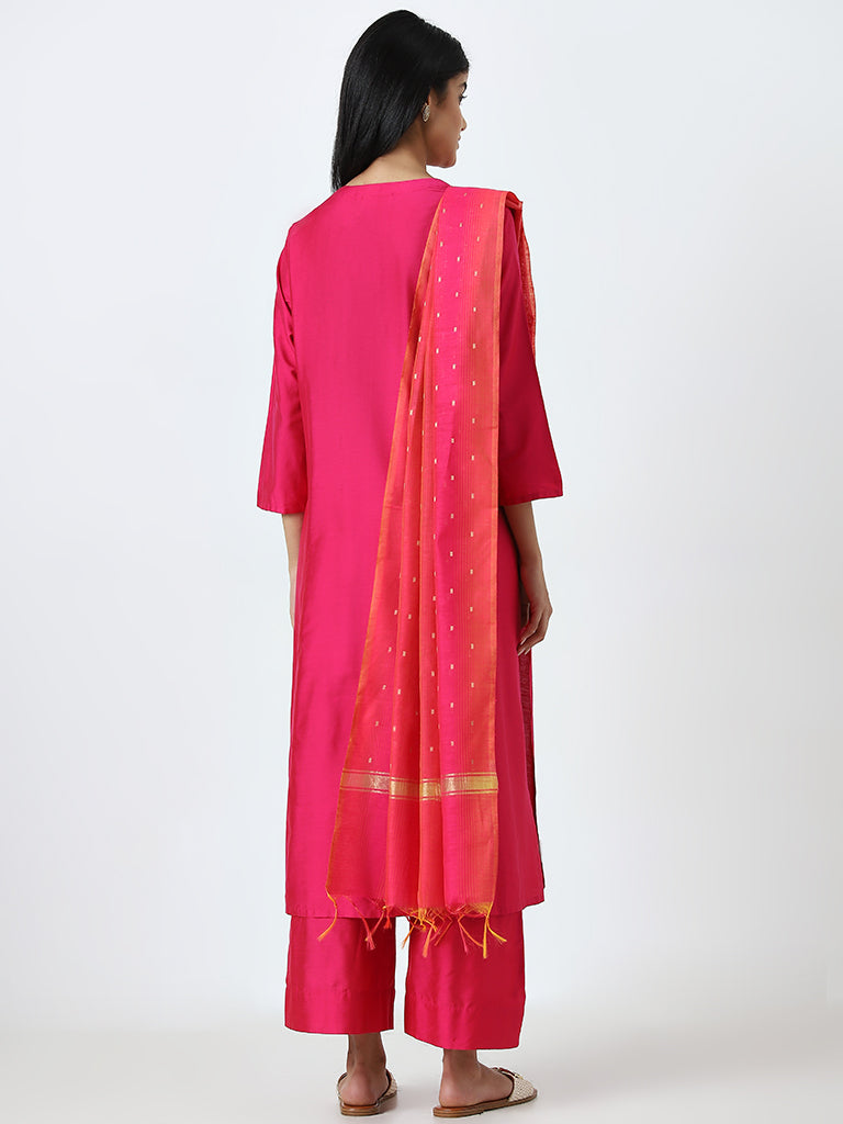 Utsa Fuchsia Zari Detailed Tissue Dupatta