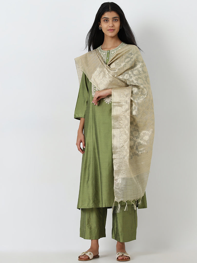 Utsa Gold Jacquard Dupatta