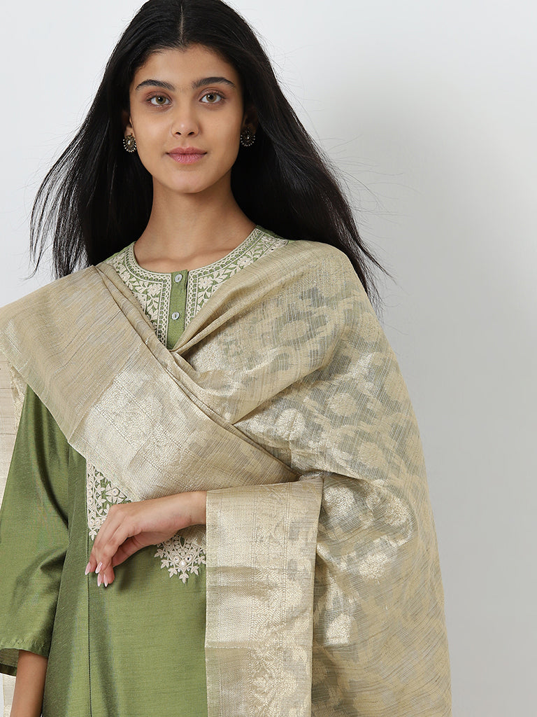 Utsa Gold Jacquard Dupatta