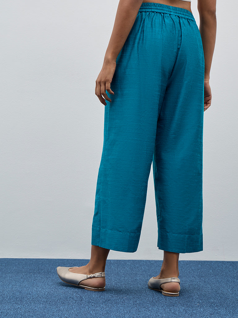 Utsa Aqua Solid Mid-Rise Ethnic Pants