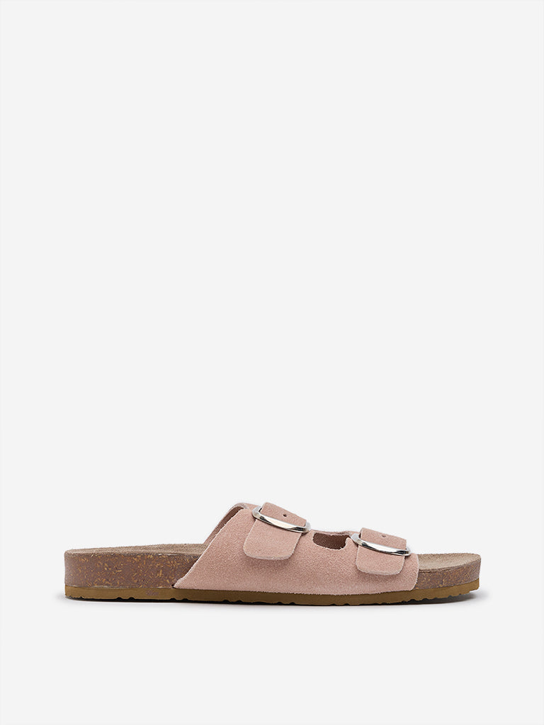 LUNA BLU Pink Buckled Slip-On Sandals