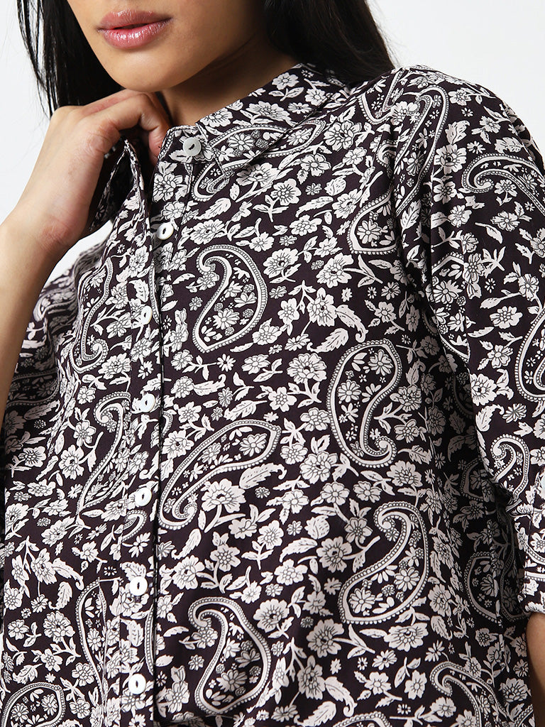 Bombay Paisley Brown Paisley Printed Cotton Shirt