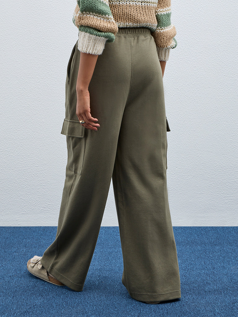 LOV Olive High-Rise Track Pants