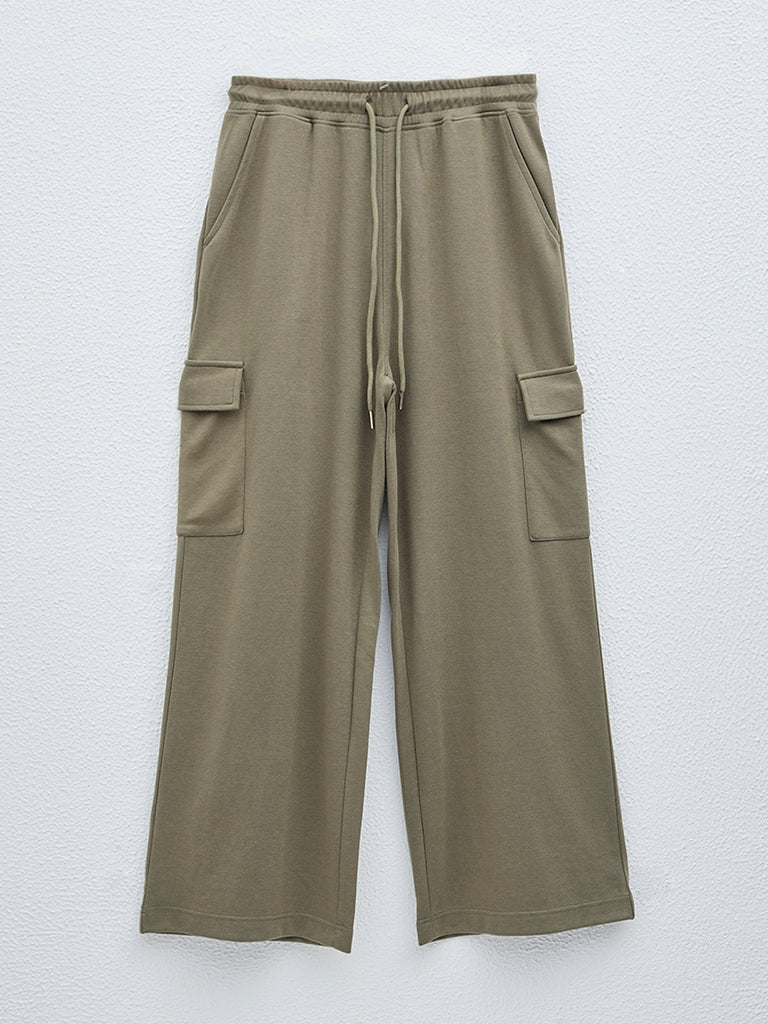 LOV Olive High-Rise Track Pants