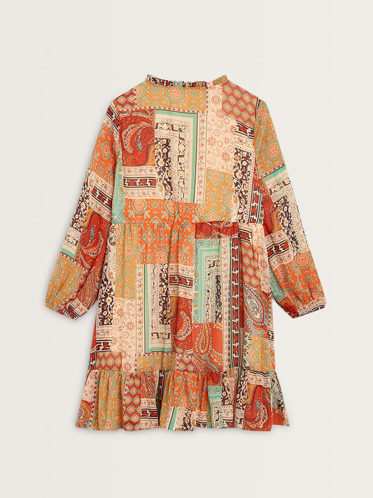 Bombay Paisley Multicolour Printed A-Line Dress