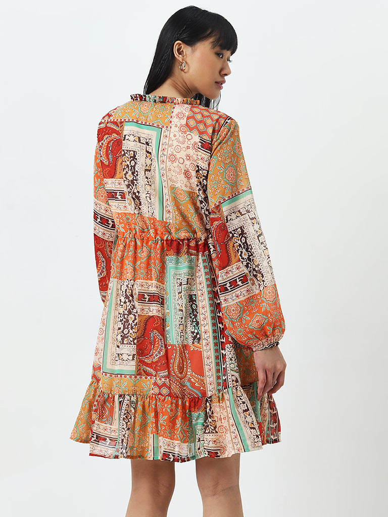 Bombay Paisley Multicolour Printed A-Line Dress