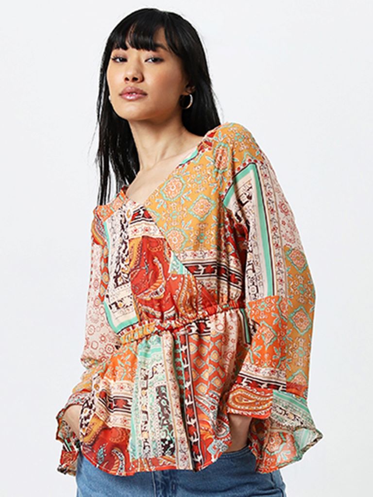 Bombay Paisley Multicolour Printed Peplum Top