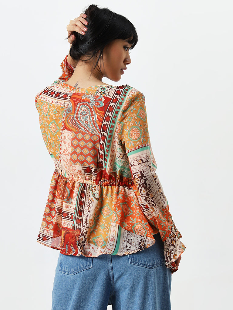 Bombay Paisley Multicolour Printed Peplum Top