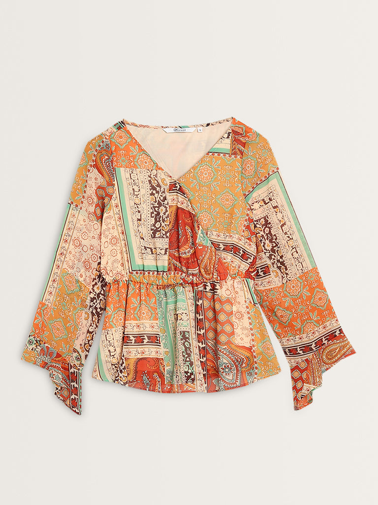 Bombay Paisley Multicolour Printed Peplum Top