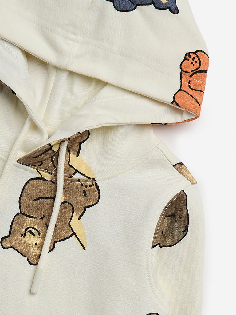 HOP Kids Off-White Animal Design Hoodie