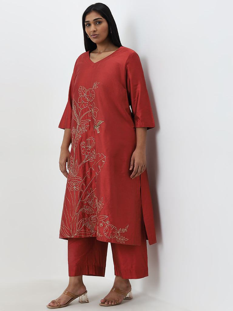 Diza Rust High-Rise Ethnic Pants