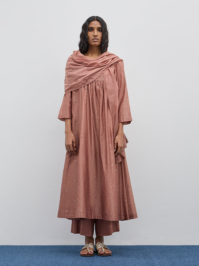 Zuba Dusty Pink Solid High-Rise Palazzos