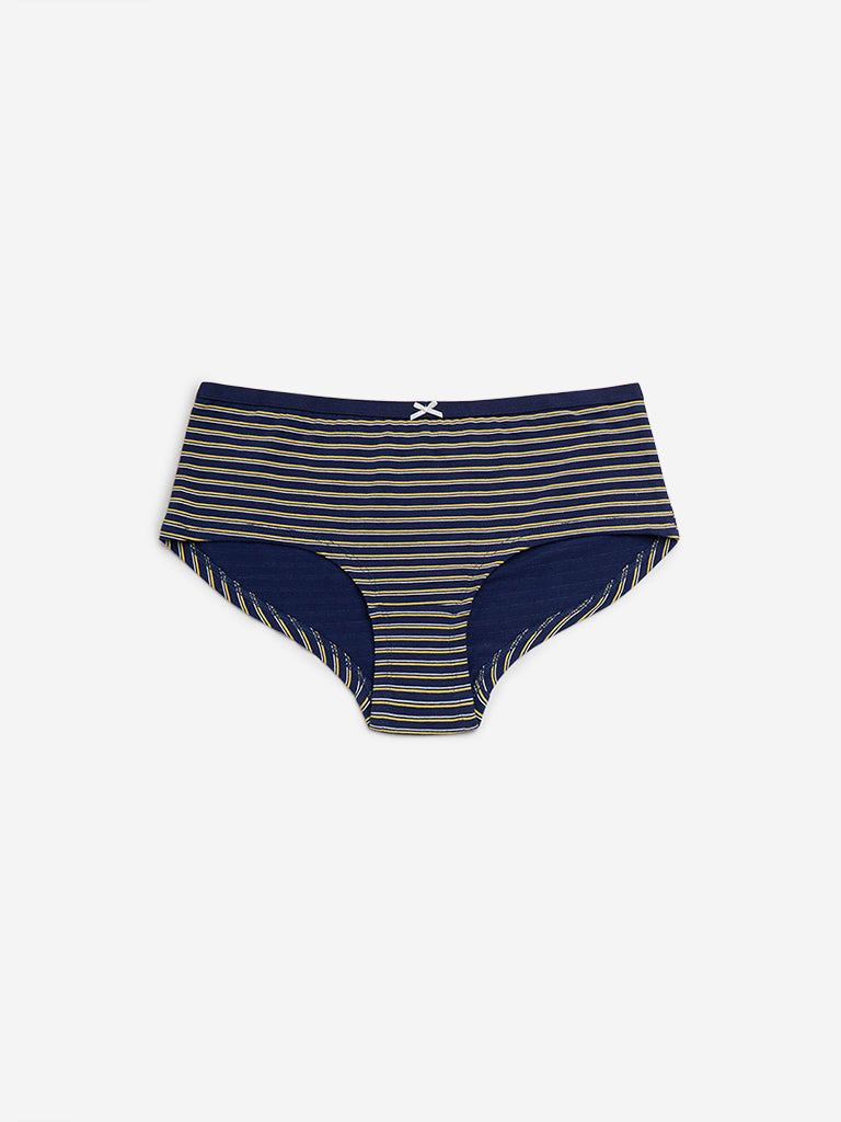 Wunderlove Navy Printed Cotton Briefs - Pack of 3