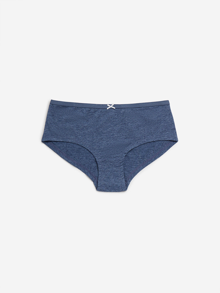 Wunderlove Navy Printed Cotton Briefs - Pack of 3