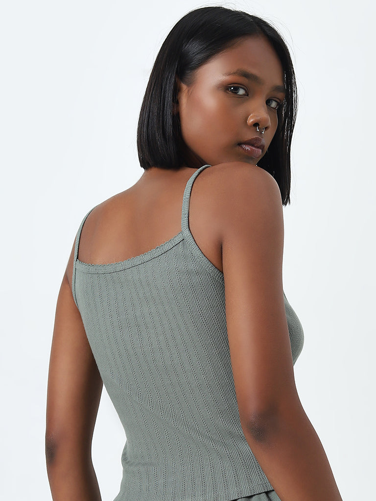 Superstar Sage Knit-Textured Cotton Camisole