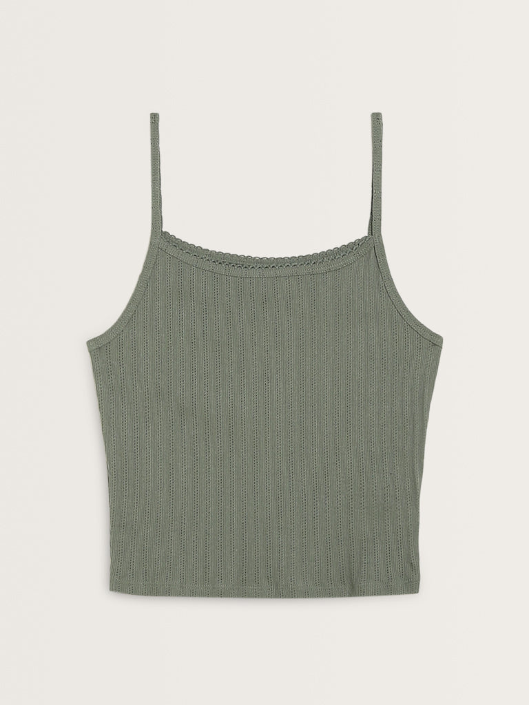 Superstar Sage Knit-Textured Cotton Camisole