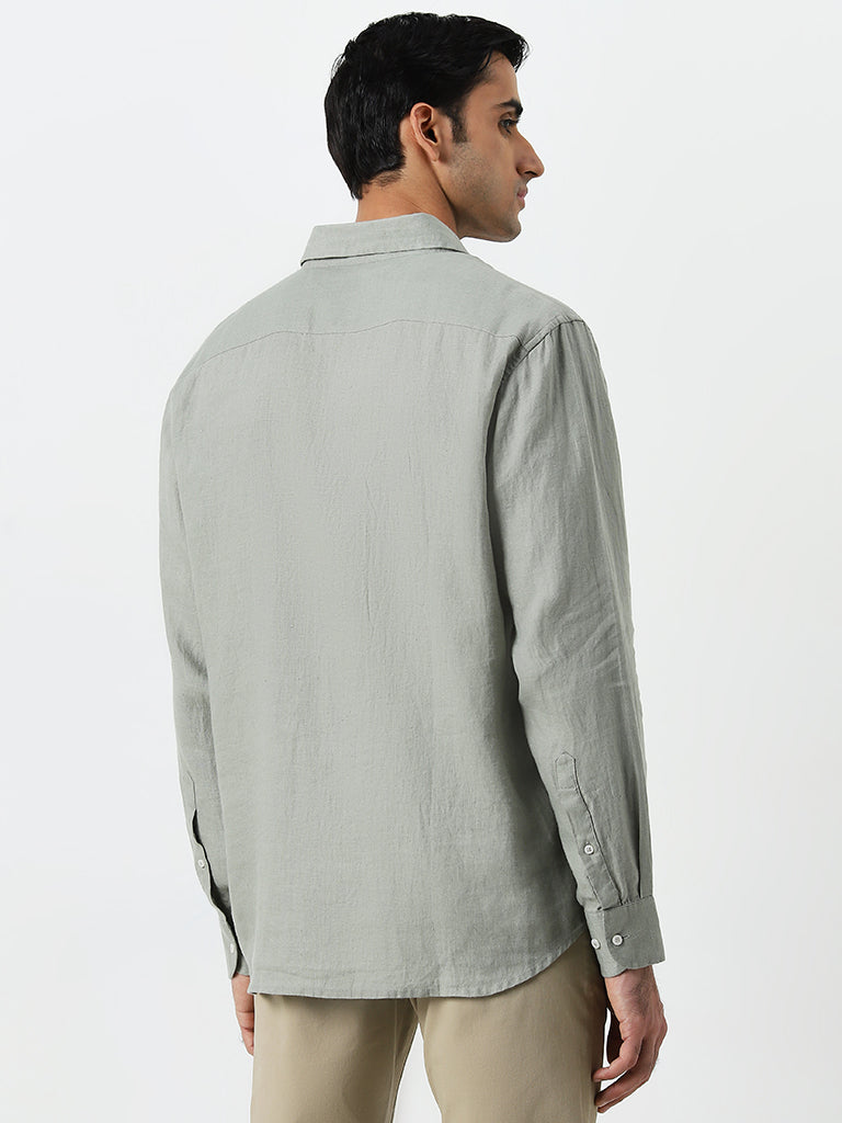 Ascot Sage Solid Relaxed-Fit Linen Shirt