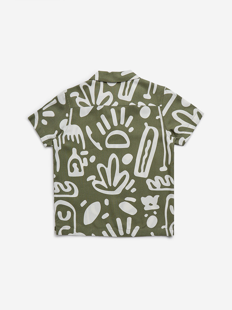 HOP Kids Olive Tropical Design Shirt