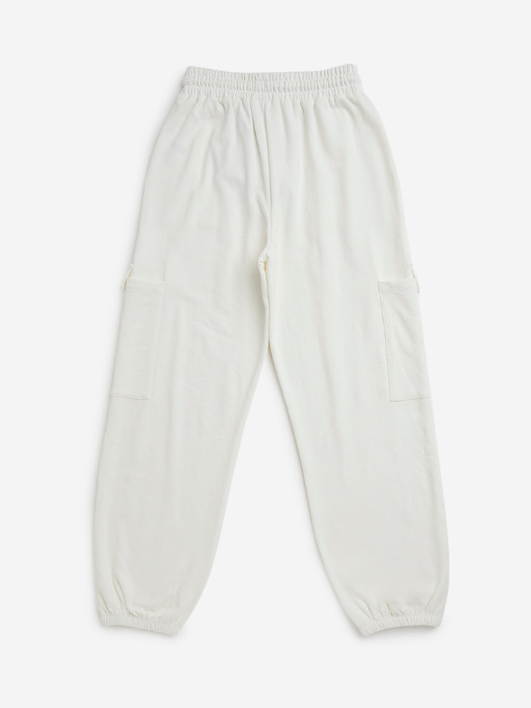 Y&F Kids White High-Rise Joggers