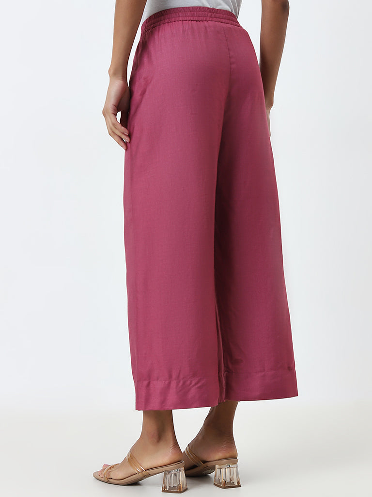 Zuba Dark Pink High-Rise Ethnic Pants